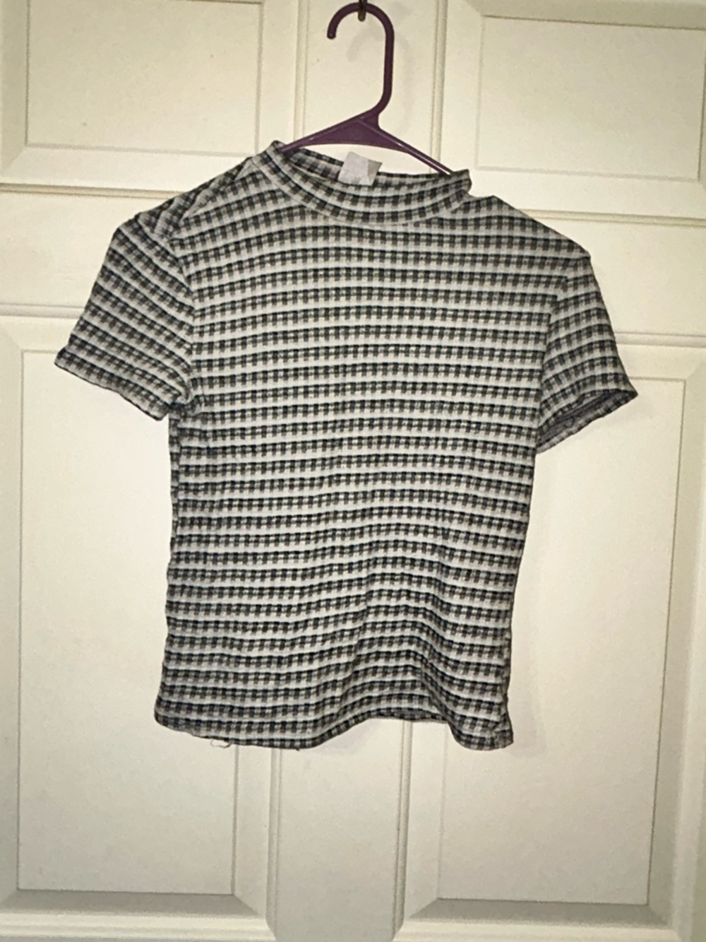 No Boundaries Black & White Striped Mock Neck Tee